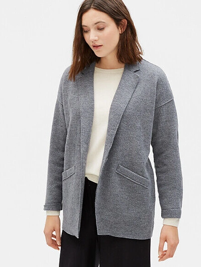 Pre-owned Eileen Fisher 398.00  Slouchy Jacket In Responsible Boiled Wool S,xl In Ash