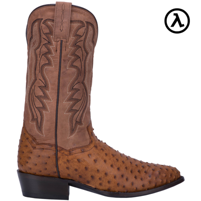 Pre-owned Dan Post Tempe Full Quill Ostrich Boots Dp2323 All Sizes - In Saddle Brown/chocolate