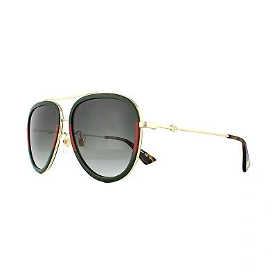 Pre-owned Gucci Sunglasses Gg0062s 003 Gold Green Red Green Gradient
