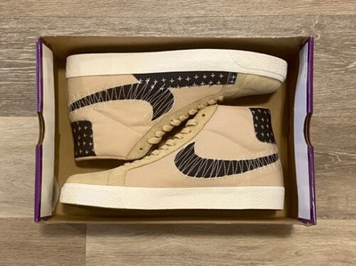 Pre-owned Nike Sb Zoom Blazer Mid Prm 'sashiko Sesame' Ct0715 200-men's Size 10 In Seseme-mystic Navy-sail