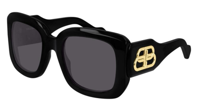Pre-owned Balenciaga Bb0069s Black/grey (001) Sunglasses In Gray