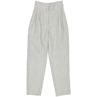 Pre-owned Burberry Ladies Heather Melange Cutout Detail Wool Tailored Trousers, Brand Size In Check Description