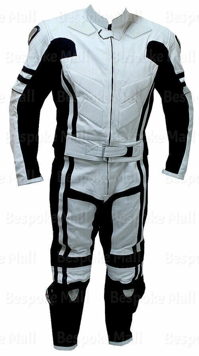 Pre-owned Handmade Men's Motorcycle Racing Real Cowhide Leather Speed Hump Safety Pads Suit-532 In Multicolor