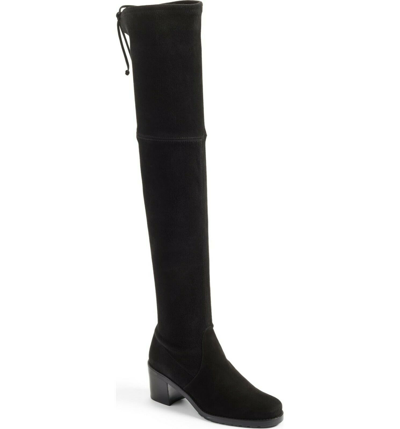 Pre-owned Stuart Weitzman Women's Black Suede Elevated Over The Knee Boot 9 M