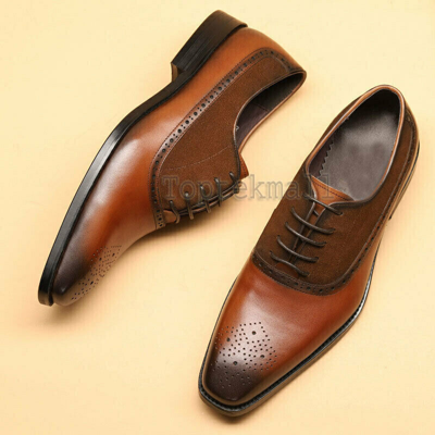 Pre-owned Handmade Men's Leather Oxfords Brown Burnished Brogues Toe Customized Shoes-877