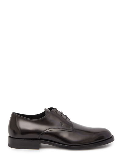 Tod's Patent Leather Derby Shoes In Black