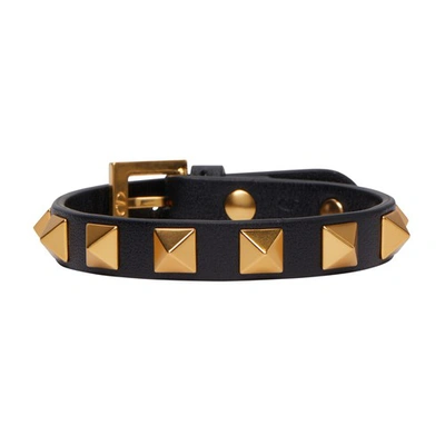 Valentino Garavani Rockstud Leather Bracelet In Nero