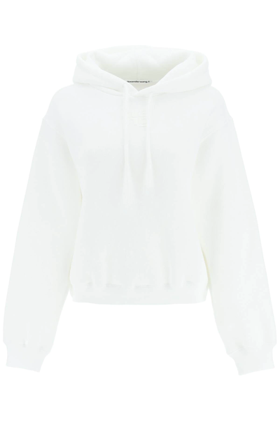 Alexander Wang Logo Stretch Cotton Sweatshirt Hoodie In White