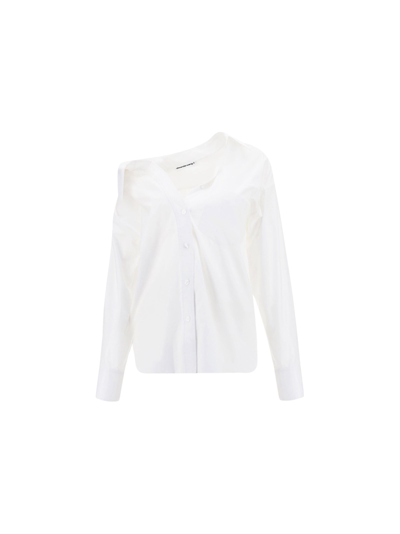 Alexander Wang Long Sleeve Cotton Shirt In White