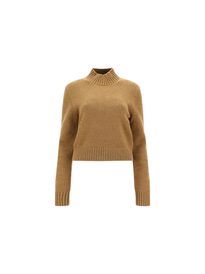 Burberry Monogram Motif Cotton Blend Cropped Sweater In Beige