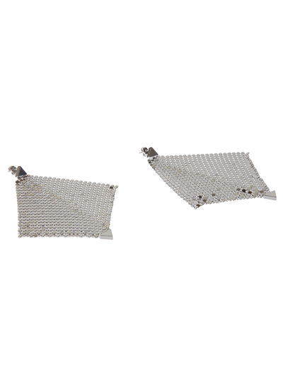 Rabanne Diamond Pattern Perforated Earrings In Silver