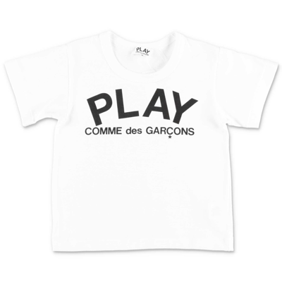 Comme Des Garçons Kids'  Play T-shirt Bianca In Jersey Di Cotone In White