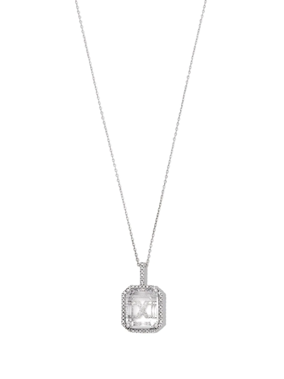 Mateo 14kt White Gold Initial X Pave Diamond Quartz Pendant Necklace In 银色