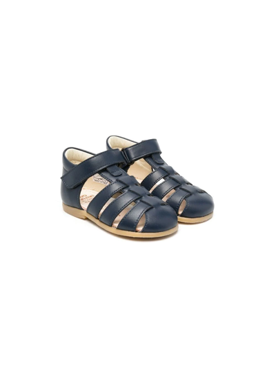 Two Con Me By Pépé Babies' Caged Leather Sandals In Blue