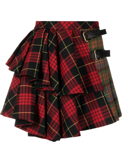 Roberto Cavalli Check-pattern Pleated Mini Skirt In Multicolor