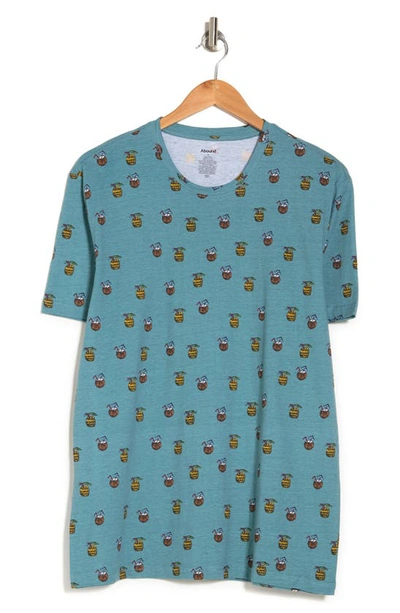 Abound Printed Crew Neck Short Sleeve Shirt In Teal Coconut Drink