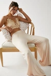 Only Hearts Feather Weight Rib Wide Leg Pants In Peach Skin