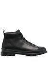 Camper Brutus Lace-up Boots In Black Leather