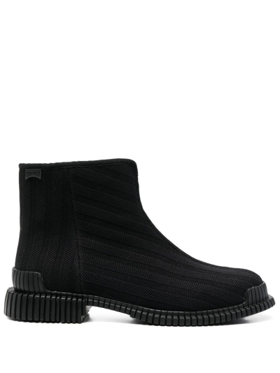 Camper Ribbed-knit Ankle Boots In Black