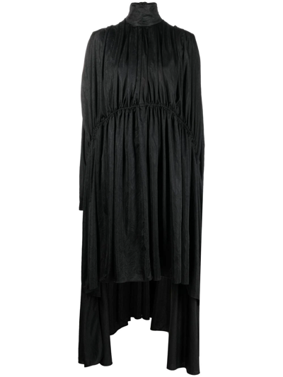 Balenciaga Catwalk Pleated Stretch Dress In Black