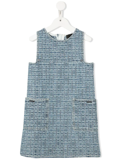 Givenchy Kids Blue 4g-monogram Denim Dress (6-10 Years)