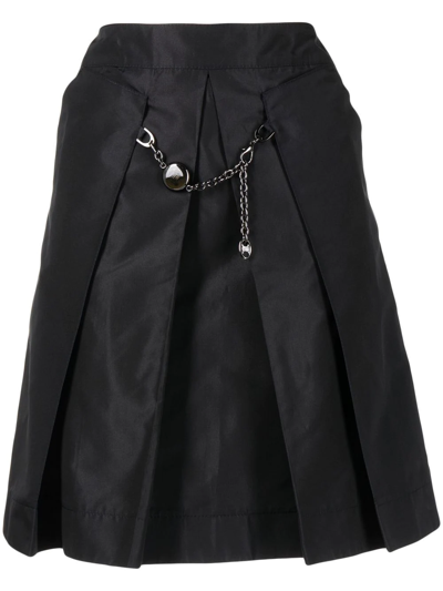 Pre-owned Celine 2010s Chain Detail Box-pleated Skirt In Black