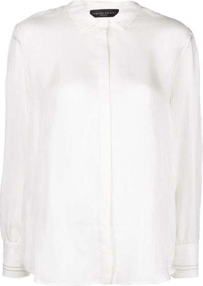 Fabiana Filippi Beaded-trim Silk Shirt In White
