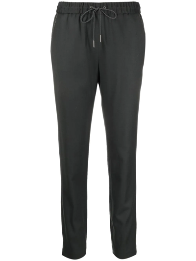 Fabiana Filippi Beaded-trim Drawstring-waist Slim-fit Trousers In Grey