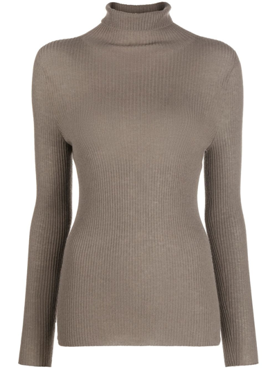 Fabiana Filippi Ribbed-knit Roll-neck Top In Grey