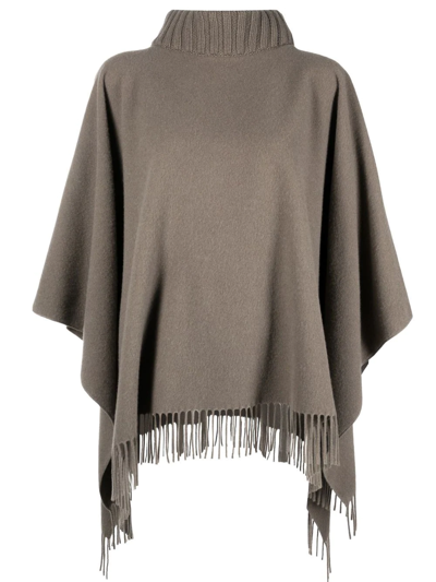 Fabiana Filippi Roll-neck Knitted Poncho In Grey