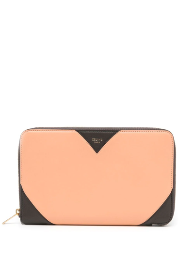 Pre-owned Celine Colour-block Zipped Wallet In Pink