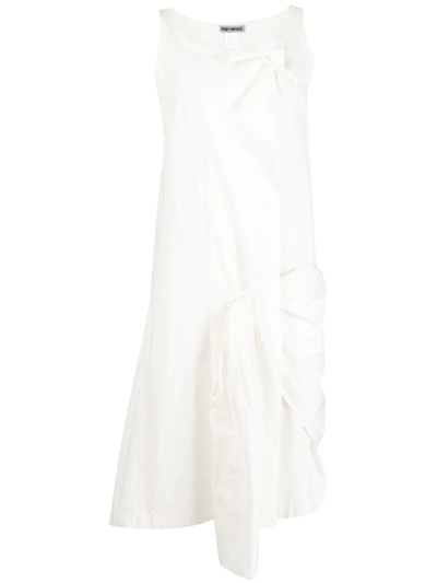 Pre-owned Issey Miyake 2010s Knot Detail Draped Dress In White