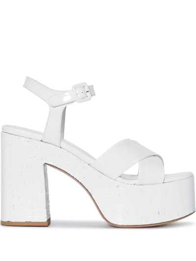 Haus Of Honey White Lacquer Doll 125 Platform Patent Leather Sandals