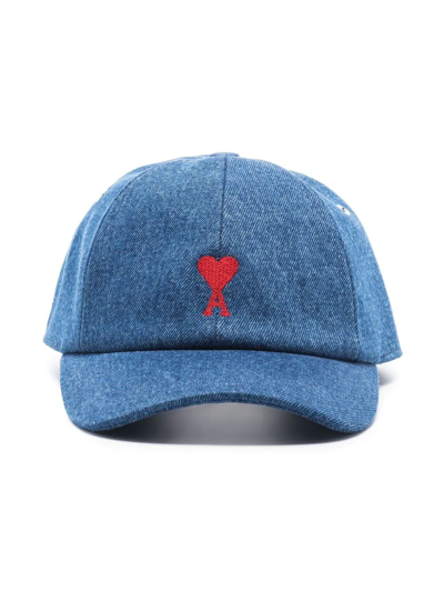 Ami Alexandre Mattiussi Ami Logo Embroidered Baseball Cap In Blue,light Blue