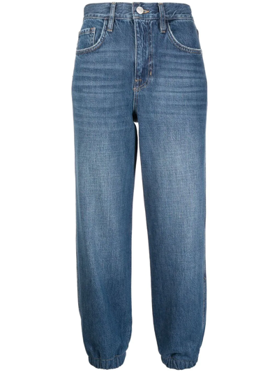 Frame Mid-rise Cropped Jeans In Blue