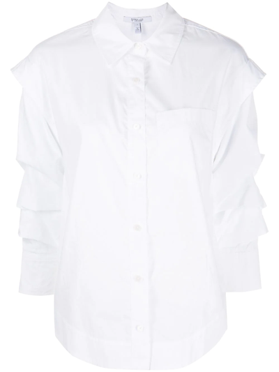 Derek Lam 10 Crosby Marley Ruched Sleeves Shirt In White