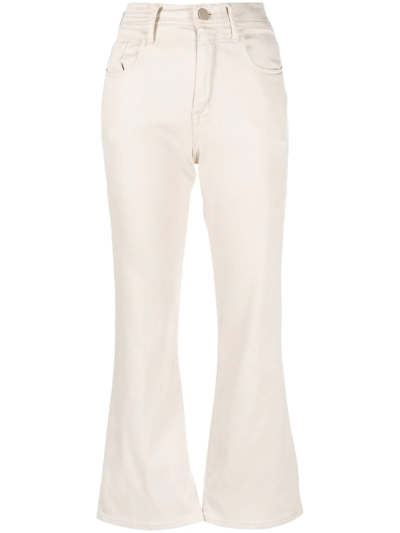 Jacob Cohen Embroidered-logo Cropped Flare Jeans In 中性色