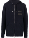 BALMAIN LOGO-PATCHES ZIPPED HOODIE