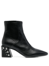 FURLA STUDDED LEATHER ANKLE BOOTS