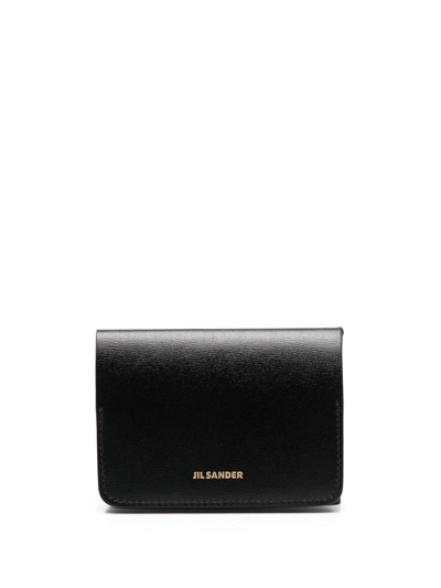 Jil Sander Engraved-logo Leather Wallet In Black