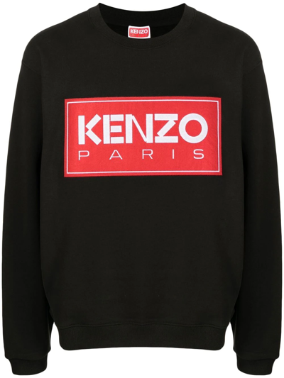 Kenzo Crewneck Sweatshirt With Application In Noir