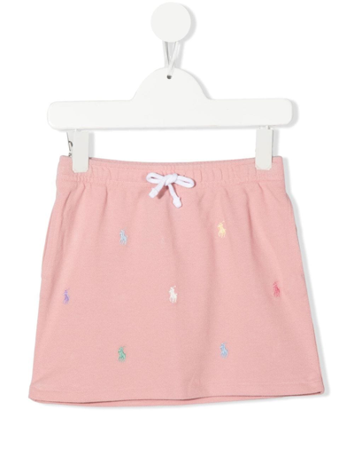 Ralph Lauren Kids' All-over Polo Pony Drawstring Skirt (5-7 Years) In Pink