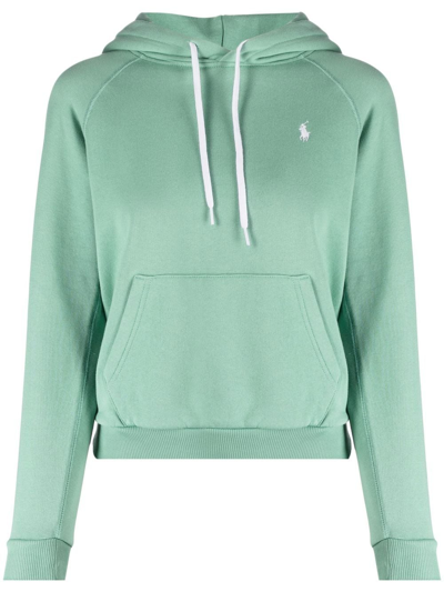Polo Ralph Lauren Logo-embroidered Drawstring Hoodie In Verde