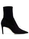 Stuart Weitzman Pointed Toe Stiletto Heel Ankle Boots In 黑色