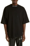 Palm Angels Mens Black White Classic Logo-print Cotton-jersey T-shirt M In Black White