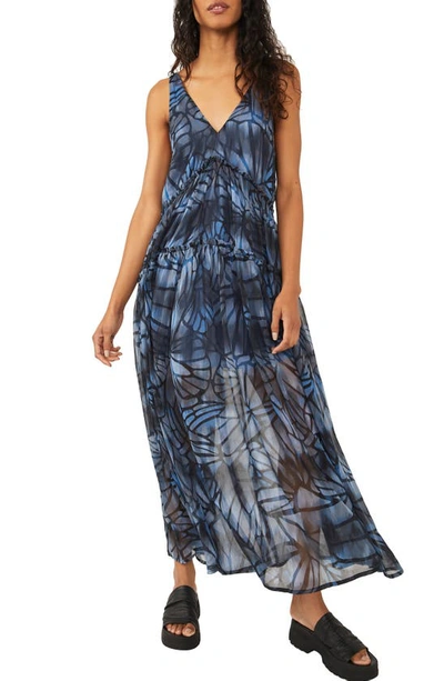 Free People Julianna Tiered Maxi Dress In Navy Combo