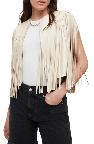 Allsaints Astral Tassel Leather Vest In White