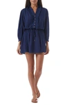 Melissa Odabash Women's Scarlett Collared Fringe Minidress In Navy