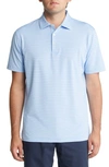 Peter Millar Drum Performance Jersey Polo In Cottage Blue/ Sport Navy