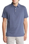 Peter Millar Drum Stripe Performance Polo In Navy/ Cottage Blue